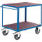 Carro de transporte Rollcart de 2 etapas, L 1200 x A 800 mm, capacidad de carga 1200 kg, con ruedas de plástico, azul genciana RAL 5010