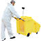 Carro ecológico para sólidos, caja y soporte de bolsas, con tapas abatibles, 230 l, PE, amarillo