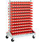 Carro para cajas con abertura frontal, bilateral, An 1130 x P 710 x Al 1705 mm, 240 x 0,7 l rojo