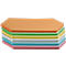 Une pile de blocs de papier hexagonaux de différentes couleurs.