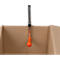 Tool in a cardboard box, with an orange handle and a metal bracket to fix it.