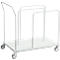 White transport cart with four wheels and a handle.
