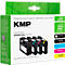 Multipack de cartouches d'encre KMP remplaçant Epson 34XL, avec quatre cartouches sur un emballage blanc à motifs de feuilles vertes.