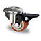 CASCOO roulette pivotante à trou dorsal SWU5, avec blocage de roue, ø de roue 35 mm x L 27 mm, jante en acier, bande de roulement en polyuréthane, marron, roulement à billes double, jusqu'à 100 kg