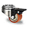 CASCOO roulette pivotante à trou dorsal SWU5, avec blocage de roue, ø de roue 50 mm x L 33 mm, jante en acier, bande de roulement en polyuréthane, marron, roulement à billes double, jusqu'à 150 kg