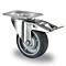 CASCOO Roulette pivotante P2G2, avec blocage total, ø de roue 100 mm x L 32 mm, jante en polypropylène, bande de roulement en élastomère, grise, roulement à billes, jusqu'à 130 kg