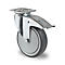 CASCOO Roulette pivotante P2T2, avec blocage total, ø de roue 100 mm x L 32 mm, jante en polypropylène, bande de roulement en élastomère, grise, roulement à billes, jusqu'à 100 kg
