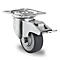 CASCOO Roulette pivotante P2T2, avec blocage total, ø de roue 50 mm x L 19 mm, jante en polypropylène, bande de roulement en élastomère, grise, roulement à billes, jusqu'à 50 kg