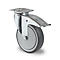 CASCOO Roulette pivotante P2T2, avec blocage total, ø de roue 75 mm x L 25 mm, jante en polypropylène, bande de roulement en élastomère, grise, roulement à billes, jusqu'à 75 kg
