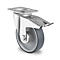 CASCOO Roulette pivotante P2V2, avec blocage total, ø de roue 100 mm x L 32 mm, jante en polypropylène, bande de roulement en élastomère, grise, roulement à rouleaux, jusqu'à 100 kg
