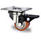 CASCOO Roulette pivotante SWU5, avec blocage de roue, ø de roue 35 mm x L 27 mm, jante en acier, bande de roulement en polyuréthane, brun, roulement à billes double, jusqu'à 100 kg