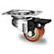 CASCOO roulette pivotante SWU5, avec blocage de roue, ø de roue 50 mm x L 33 mm, jante en acier, bande de roulement en polyuréthane, marron, roulement à billes double, jusqu'à 150 kg