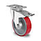 CASCOO zwenkwiel N2U6, met rem, wiel ø 200 mm x B 48 mm, polyamide velg, polyurethaan loopvlak, rood, rollager, tot 350 kg