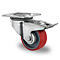 CASCOO zwenkwiel N2U6, met rem, wiel ø 80 mm x B 32 mm, polyamide velg, polyurethaan loopvlak, rood, rollager, tot 130 kg