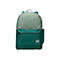 Zweifarbiger Rucksack in Grün. Obere Hälfte hell, untere Hälfte dunkel. Reißverschluss-Vordertasche, Case Logic Logo.