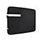 Schwarze Laptoptasche mit weiÃŸem Querstreifen. Auf der Tasche ist ein geometrisches Muster und ein ReiÃŸverschluss zu sehen.