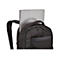 Schwarzer Rucksack mit einem Laptop. Der Laptop befindet sich in der Ã¤uÃŸeren Tasche des Rucksacks.
