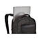 Schwarzer Rucksack mit silbernem Laptop in der RÃ¼ckentasche. Der Rucksack hat TrÃ¤ger, einen Tragegriff und eine AuÃŸentasche.