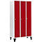 Casier de vestiaires à 3 compartiments, 300 mm, serrure à came batteuse, sur pieds, porte rouge rubis