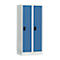 Casier scolaire, largeur de compartiment 300 mm, serrure à cylindre de sécurité, 2 compartiments, gris clair/bleu brillant