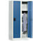 Casier scolaire, largeur de compartiment 300 mm, serrure à cylindre de sécurité, 2 compartiments, gris clair/bleu brillant