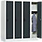 Casier scolaire, largeur de compartiment 300 mm, serrure à cylindre de sécurité, 4 compartiments, gris clair/anthracite