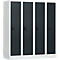 Casier scolaire, largeur de compartiment 300 mm, serrure à cylindre de sécurité, 4 compartiments, gris clair/anthracite