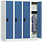 Casier scolaire, largeur de compartiment 300 mm, serrure à cylindre de sécurité, 4 compartiments, gris clair/bleu brillant
