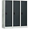 Casier scolaire, largeur de compartiment 400 mm, 3 compartiments, gris clair/anthracite