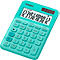 Turquoise calculator with white digits. The display shows the numbers 1234567890.12. The keys feature numbers, symbols and text.