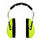 Casque antibruit vert clair pour enfants, sur un emballage de produit. L'emballage montre un enfant portant un casque antibruit.