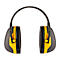 Casque noir avec coussinets jaunes dans une boîte. Impression: 3M PELTOR, SNR 31 dB.