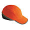 Une casquette de baseball orange avec des accents gris et noirs.