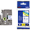 Cassette de ruban pour titreuses TZe-223 Brother, 9 mm de largeur, blanc/bleu