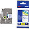 Cassette de ruban pour titreuses TZe-233 Brother, 12 mm de largeur, blanc/bleu