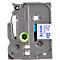 Cassette de ruban pour titreuses TZe-233 Brother, 12 mm de largeur, blanc/bleu