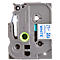 Cassette de ruban pour titreuses TZe-243 Brother, 18 mm de largeur, blanc/bleu