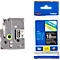 Cassette de ruban pour titreuses TZe-345 Brother, 18 mm de largeur, noir/blanc