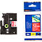 Cassette de ruban pour titreuses TZe-435 Brother, 12 mm de largeur, rouge/blanc