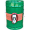 Chauffe-fût vert avec bande chauffante orange et thermostat.