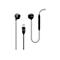 Schwarze In-Ear-Kopfhörer mit USB-C-Stecker und integrierter Fernbedienung am Kabel vor weißem Hintergrund.
