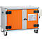 CEMO acculaadkast Premium Plus 5/8, 1-fase, binnentemperatuurweergave, LockEX deurslot, rookmelder, akoestisch alarm, geventileerd, met stapelvoetjes, B 890 x D 660 x H 620 mm, lichtgrijs/puur oranje
