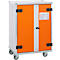 CEMO acculaadkast Premium Plus 8/10, 3-fasen, binnentemperatuurweergave, LockEX deurslot, rookmelder, akoestisch alarm, geventileerd, op wielen, B 950 x D 660 x H 1150 mm, lichtgrijs/puur oranje