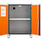 CEMO Akku-Lagerschrank 8/10, Flügeltür, LockEX Türverriegelung, feuerbeständig, auf Füßen, B 800 x T 660 x H 1110 mm, lichtgrau/reinorange