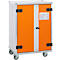 CEMO Basic 8/10 acculaadkast, 3-fase, 2 x 6-polige contactdozen, geventileerd, 2 rookmelders, met wielen, B 800 x D 660 x H 1150 mm, lichtgrijs/puur oranje