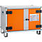CEMO Basic 8/5 acculaadkast, 1-fase, 6-pits stekkerdoos, geventileerd, 2 rookmelders, met stapelvoetjes, B 800 x D 660 x H 620 mm, lichtgrijs/puur oranje