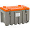 CEMO CEMbox 150 transport- en platformcontainer, polyethyleen, 150 l, L 800 x B 600 x H 530 mm, stapelbaar, grijs/oranje