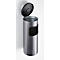Poubelle cylindrique grise avec couvercle ouvert et insert noir.