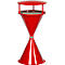 Cendrier sur pied avec toit et socle, plastique, rouge