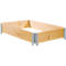 Marco de madera rectangular y abierto con uniones esquineras metálicas. El color de la madera es marrón claro.